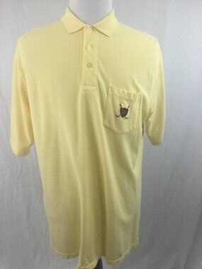 Vintage Polo Ralph Lauren Men XL Golf Polo Shirt Short Sleeve Yellow 100% Cotton